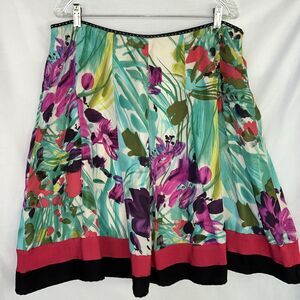 Peter Nygard Skirt Womens 16 100% Silk Flare Knee Length Floral Fairy Boho